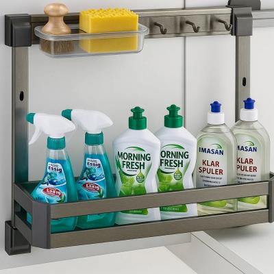 Боковая корзина под раковину Terras, цвет Кварц / Нержавейка. Размер 215*460*450 мм